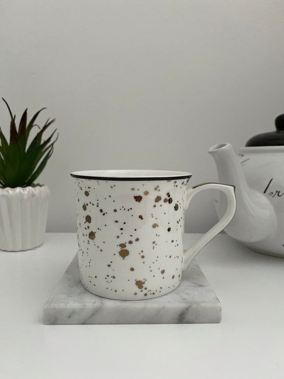 Fine Bone China Mug with Speckles Black and Gold - Trendy Barn Interiors