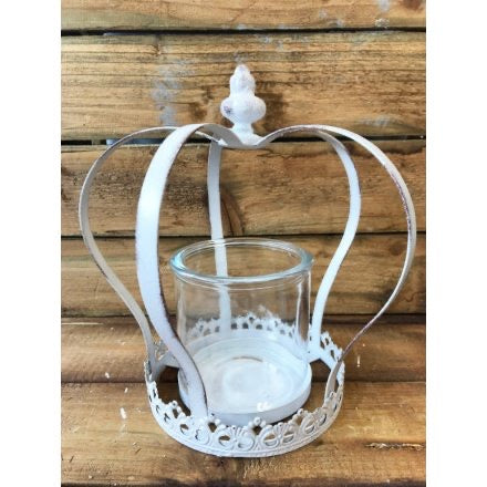 White Antique Crown Candleholder