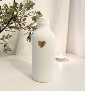 White Heart Bottle Vase