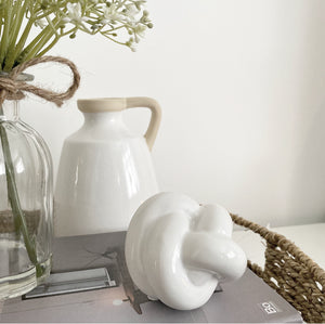 White Ceramic Knot Sculpture - Trendy Barn Interiors