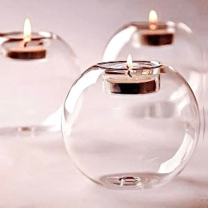 Glass Globe Tealight Holders (set of 3)