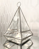 Rome Silver Glass Pyramid Tealight Holder - Trendy Barn Interiors